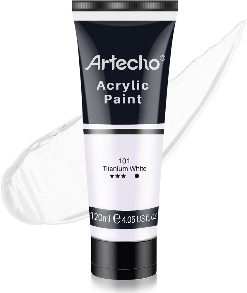 White Acrylic Paint, Titanium White Paint (120Ml / 4.05Oz) Tubes, Art Craft Pain