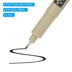 Micro Pen, 8Pcs 0.5mm Fine Point Drawing Pens Waterproof FineLiner, Black