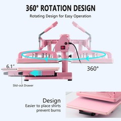 Heat Press Machine 12 X15 5 in 1 Tumbler T Shirt Pink Hitgrand 12×15 inch Combo