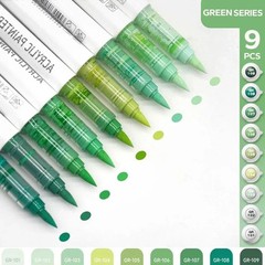 NEW 9pcs Acrylic Brush Markers Set Pro Colors with Auto Ink Control for Art DIY