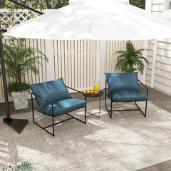 2 Pieces Sling Accent Chair Leisure Chair with Weatherproof Seat Fabric Indoo…