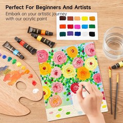 Acrylic Paint Set, 16 x12ml Tubes Artist Quality Non Toxic Rich Pigments Colo…