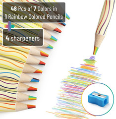 – Rainbow Pencils Bulk, 48 Pack, 7-In-1 Multi-Color Rainbow Colored Pencils with