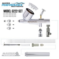 Gravity Master Airbrush Air Compressor with Tank Kit, 3 Tip Sets 0.2, 0.3, 0.5mm