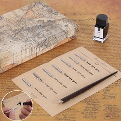 Vintage Quill Pen Ink Set,Feather Quill Pens with Wooden Calligraphy Pen, Inc…