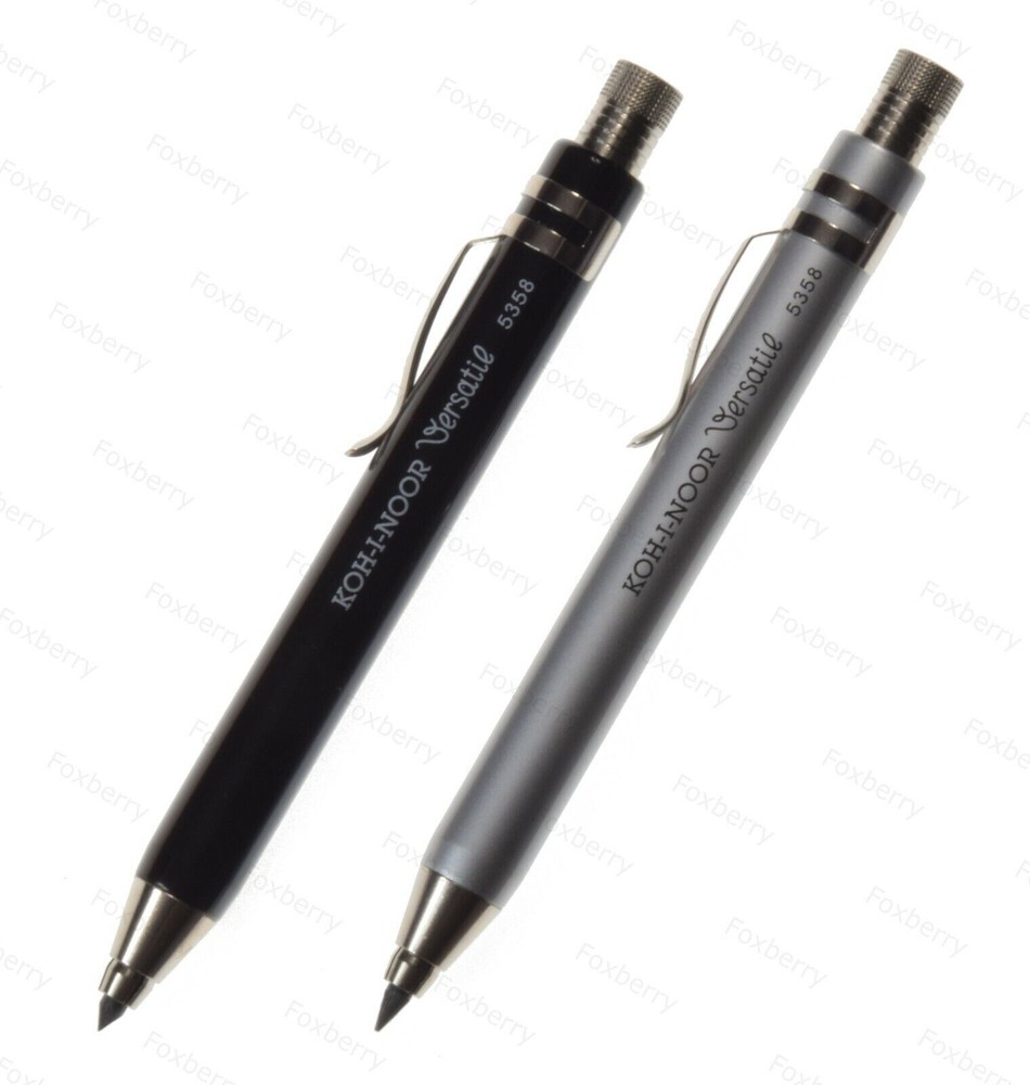 CLUTCH LEADHOLDER 3.2mm Mechanical Pencil All Metal KOH-I-NOOR 5358 Black Silver