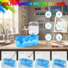 Paint Station Silicone Painting Mat 23.6×15.75 Inch Brush Cleaner Set Blue