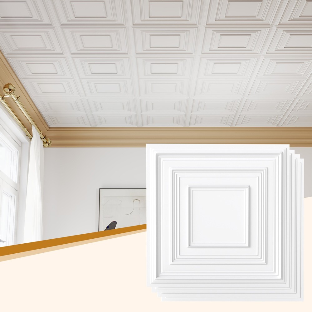 Drop Ceiling Tiles 24″ x 24″ PVC Ceiling Panels with 3D Decorative Patterns 1…