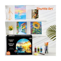 Shuttle Art 100 Colors Acrylic Paint, 2oz/60ml Bottles, Include 2 S… Fast Ship