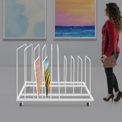 White Painting Drying Rack Art Storage Rack Display Stand w/ 4 Universal Wheels
