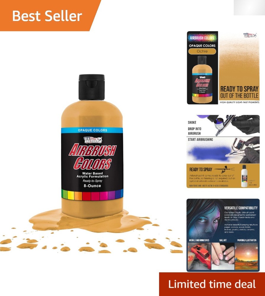 Versatile 8oz Water-Based Airbrush Paint – Opaque Golden Ochre for All Surfaces