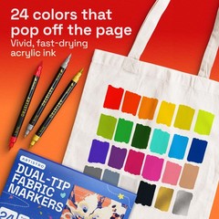 ARTISTRO 24 Dual-Tip Fabric Markers – 1 Count (Pack of 24), 24 Colors