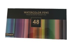 48 Premium Watercolor Pens +2 Highly Blendable Markers, Real Brush. New