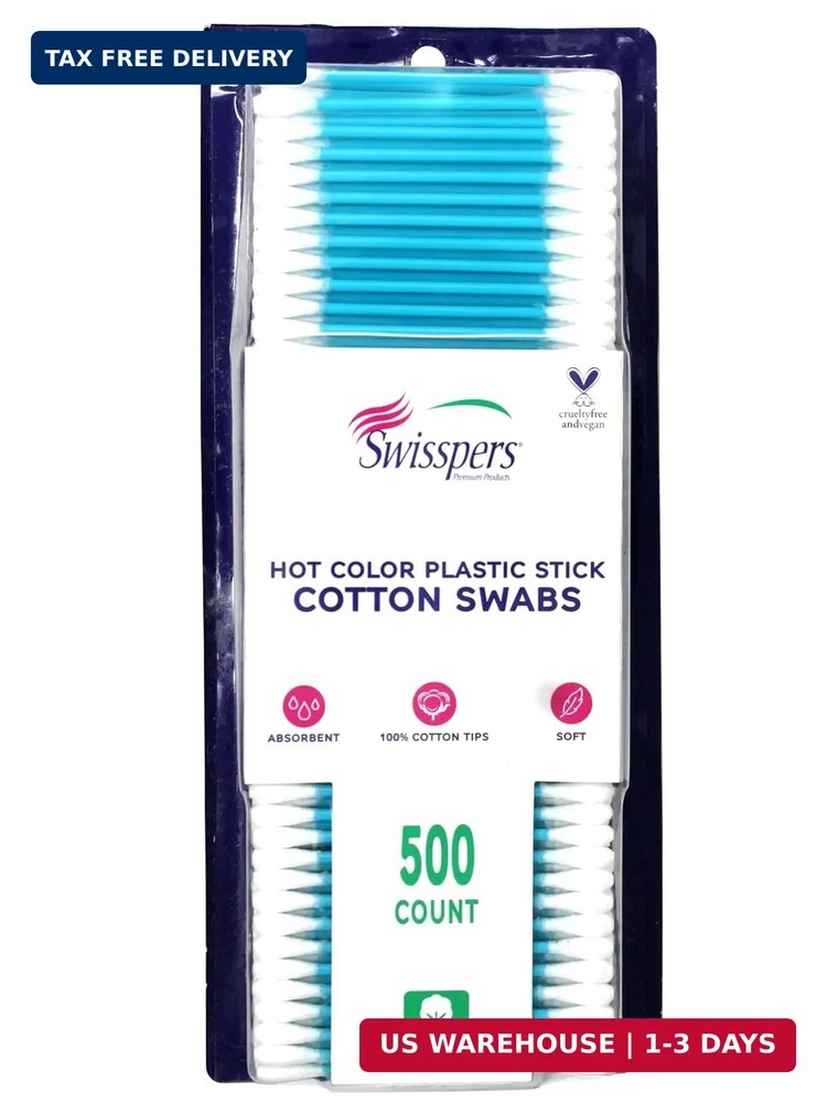 Swisspers Hot Colored Swab-500 ct (Color May Vary)