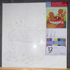 Artist’s Loft Gingerbread Men Canvas Painting Kit 12 pc w/ Paint & Brushes