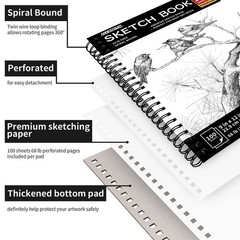 FIXSMITH 9″X12″ Sketch Book | 100 Sheets (68 lb/100gsm) Spiral Sketchbook | A…