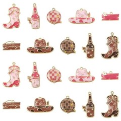 Mixed Life Makeup Brass Alloy Enamel Charms Cowboy Theme Charms_20 pcs
