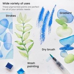 Watercolor Paint Set 12 Ocean Tones Half Pans Watercolor Set With Brush Semi Moi