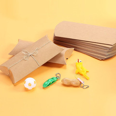 Kraft Pillow Boxes, 6.3×3.4×1.3 in, 25 Pack with Jute Twines, Kraft Gift Boxes,