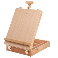 Wood Tabletop Easel Storage Box Beechwood Portable Sketchbox for Painting Adj…
