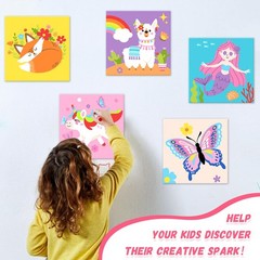Kids Paint by Number Kits Including 6 Pre-Drawn Canvas for Painting, 6 Brushe…
