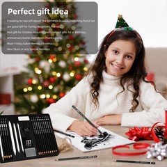 Drawing Sketching Pencil Set, 24 Piece Pro Artist Sketch Kit – Graphite Black