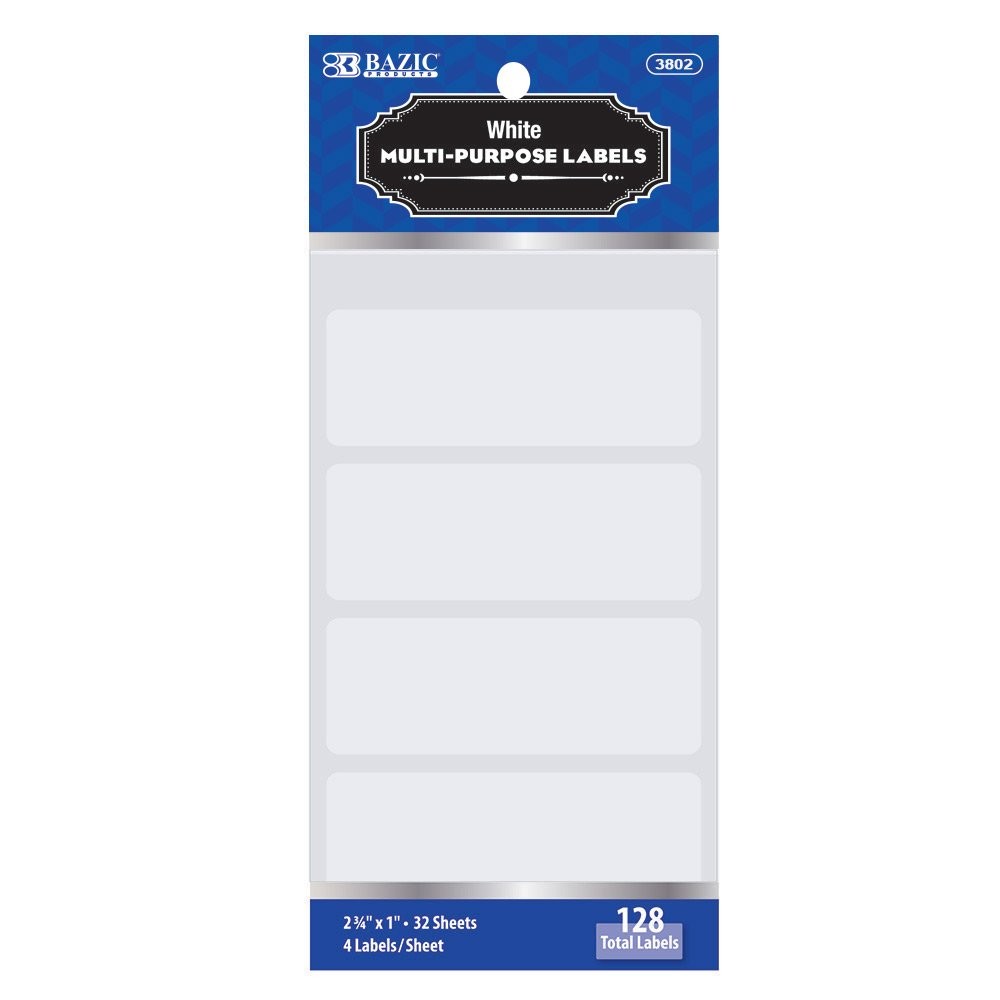 BAZIC PRODUCTS BAZIC 2 3 4 X 1 White Multipurpose Label 128 Mixed Materials