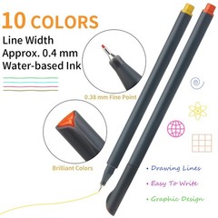MyLifeUNIT Fineliner Color Pen Set, 1 Count (Pack of 10), Assorted Colors