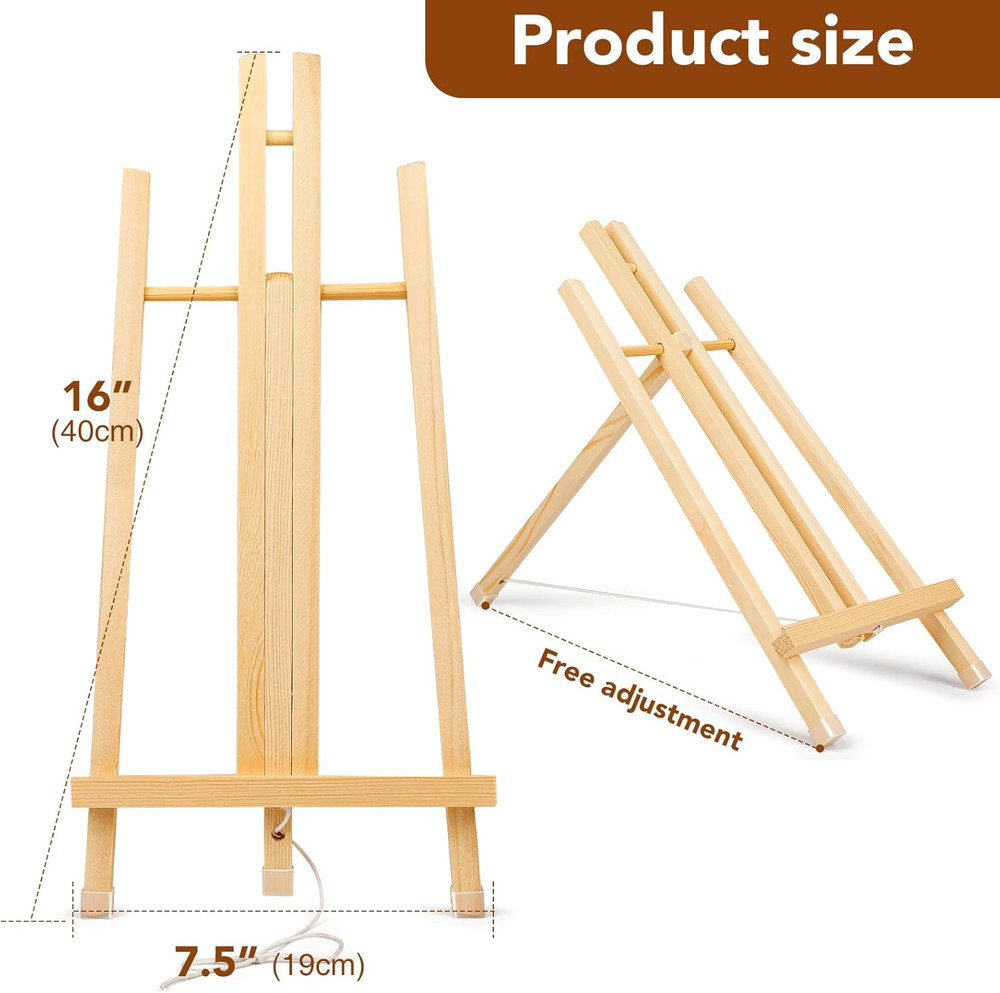 3 Pack 15 Inch Wood Easels, Easel Stand for Painting Canvases, Art, and Craft…