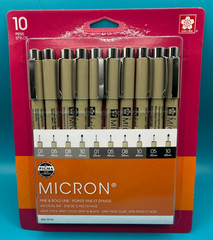 Sakura Pigma MICRON Gray and Black Pens Set of 10 – 50146 – Fine and Bold Points