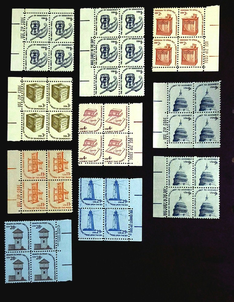 1971-1975 CHOICE of AMERICANA Issue Zip or Mail Early Blocks! Shiny & Dull Gum!