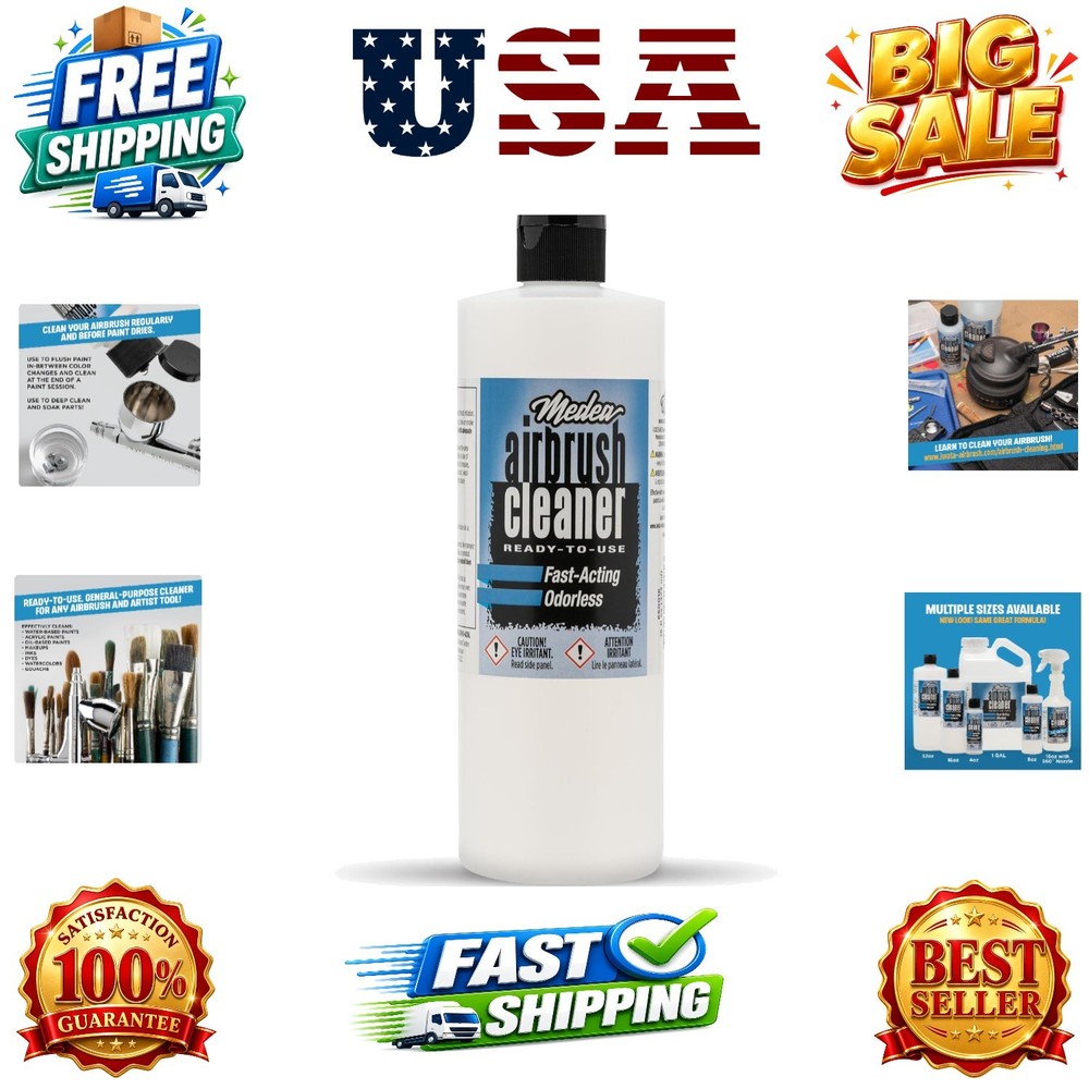 Medea Airbrush Cleaner 16 oz – Ready-to-Use Solution for Airbrushes, Paint Br…