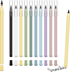 Everlasting Pencil – Infinity Pencil with Eraser, Reusable with 10 Replaceable N