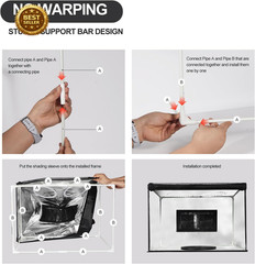 16.6in Airbrush Spray Booth Foldable LED Turntable Dual Exhaust Fan Paint Kit