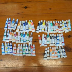 Set of Acrylic, Oil, Water Colors in 12mL – Mixed New/Unopened & Mostly Used