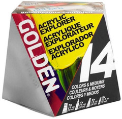 Golden Acrylic Explorer Artist Paint Set ~ 14 Pc ~ Colors & Mediums