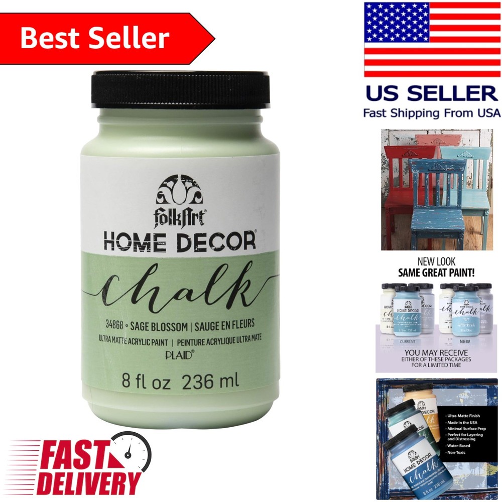 8oz Ultra-Matte Sage Blossom Chalk Finish Paint – Perfect for DIY Home Projects