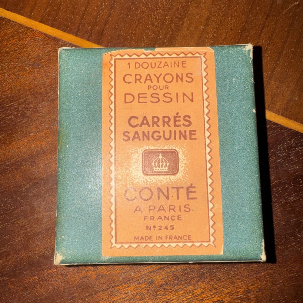 VTG. BOX CONTE’ ARTIST CRAYONS POUR DESSIN CARRES SANGUINE ~ PARIS FRANCE