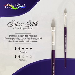 8810s Silver Silk Cats Tongue Brush For Watercolor Gouache And Acrylic Paint Siz
