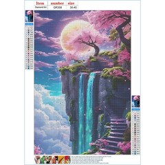 QINRUBB DIY Moonlit Night Diamond Art Kit for Adults 12×16 inches, USQR358