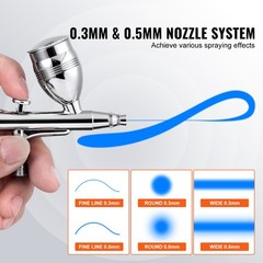 Uimoso Airbrush Gun0.3/0.5 mm Dual Action Gravity Feed Airbrush Kit for Nail Art