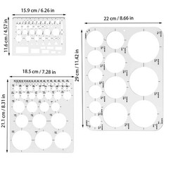 Circle Templates for Drawing – 3 Pack Drafting Stencils Measuring Clear