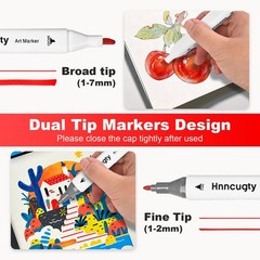 Alcohol Markers Set 60 Colors, Dual Tips Coloring Art Markers Set with Case &…