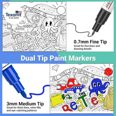 Oil Based Paint Markers, 8 Colors Dual Tip Paint Pens Paint Markers(0.7Mm & 3Mm)