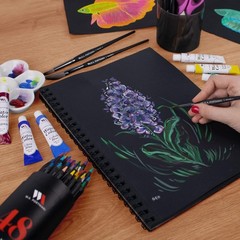 WA Portman Black Paper Sketchbook – A4 (8.3″ x 11.7″) Black Drawing Paper – 6…