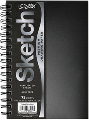 Ucreate Poly Cover Sketch Book, Heavyweight, 6″ X 9″, Black, 75 Sheets
