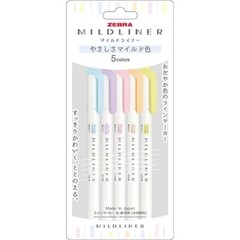 Zebra Mildliner Markers, 5 Colour Set Double Sided Highlighter Markers