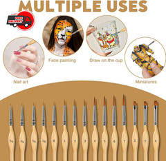 Miniature Paint Brushes, 15PCS Model Brushes Detail Paint Brush Set, Fine Detail