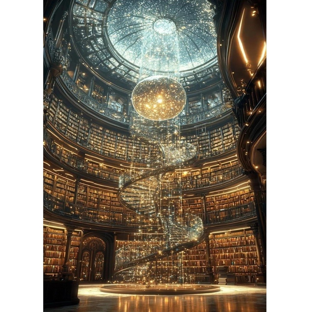 Magical Library Diamond Painting Kits for Adults Beginners, 5D Full Round Drill