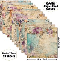 Vintage Floral Scrapbook Paper Pad – Flower Patterned Purple Brilliance